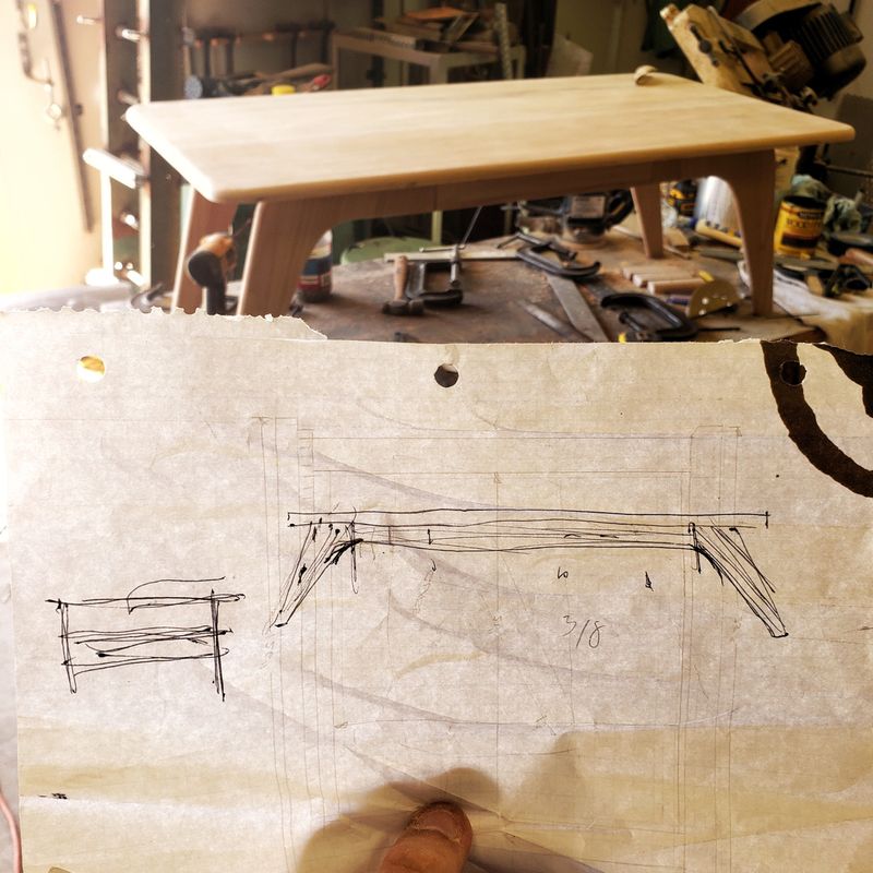 Mid-Century Modern Coffee Table - Rough Sketch