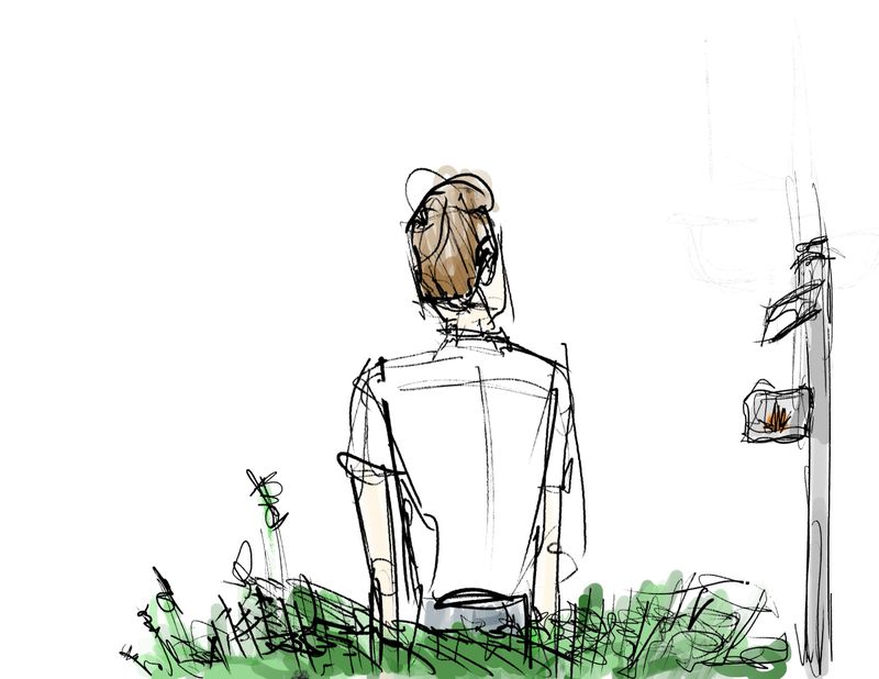 Figure in Garden — Back View