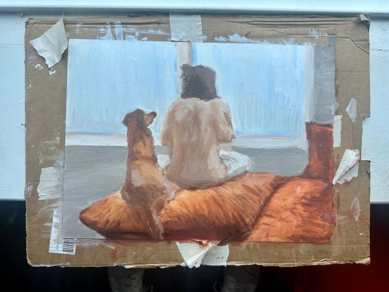Painting of My Wife and Dog (completed)