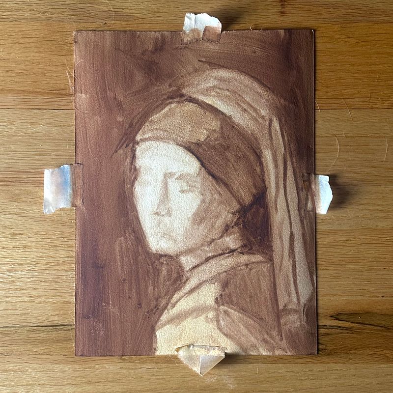 Underpainting of Girl With A Pearl Earring